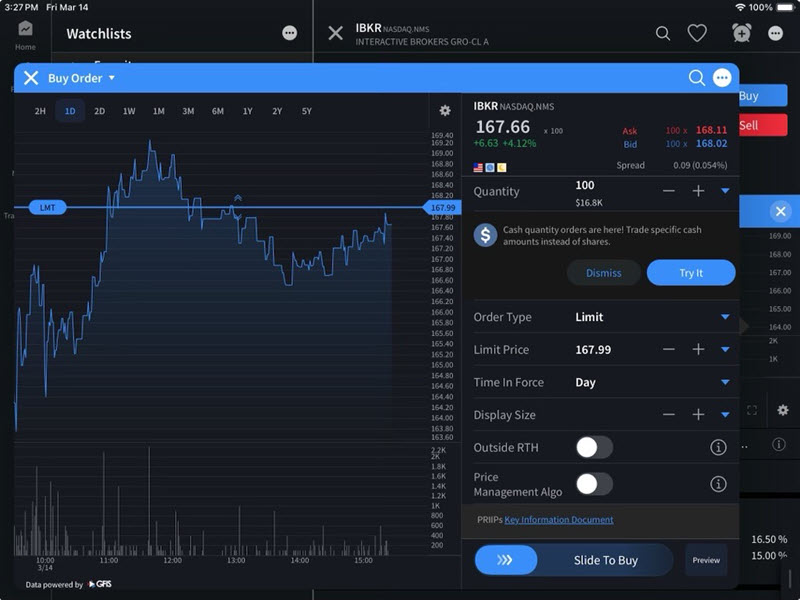 The PRIIPs KID option on the iPad